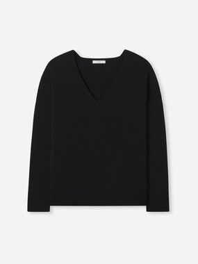 Co Collection Minimalist Luxury 100% Cashmere Black V-Neck Sweater